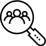 Icône loupe et clients