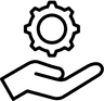 Icône main et engrenage